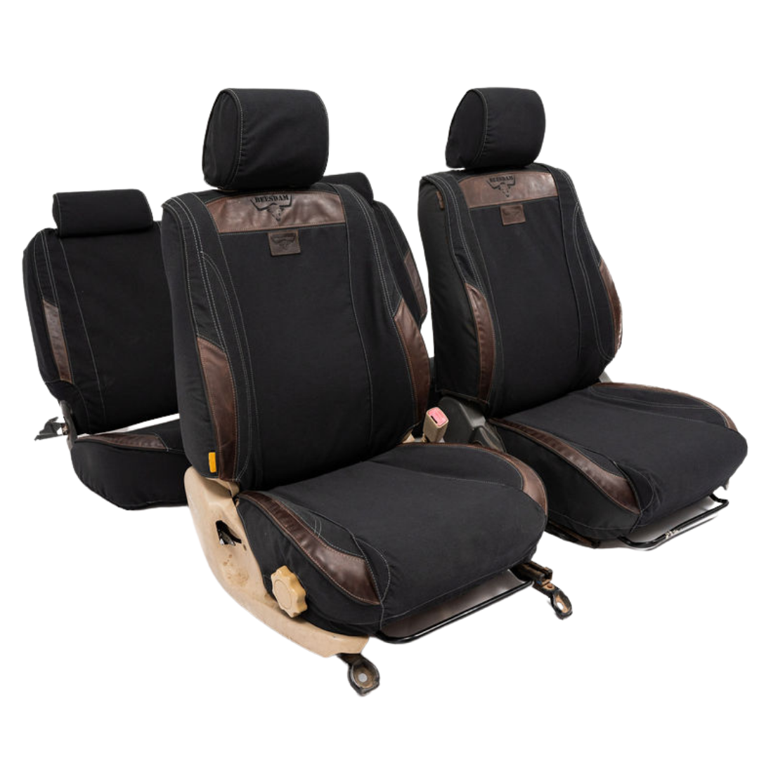 African Collection – Charcoal Canvas & Brown Leather