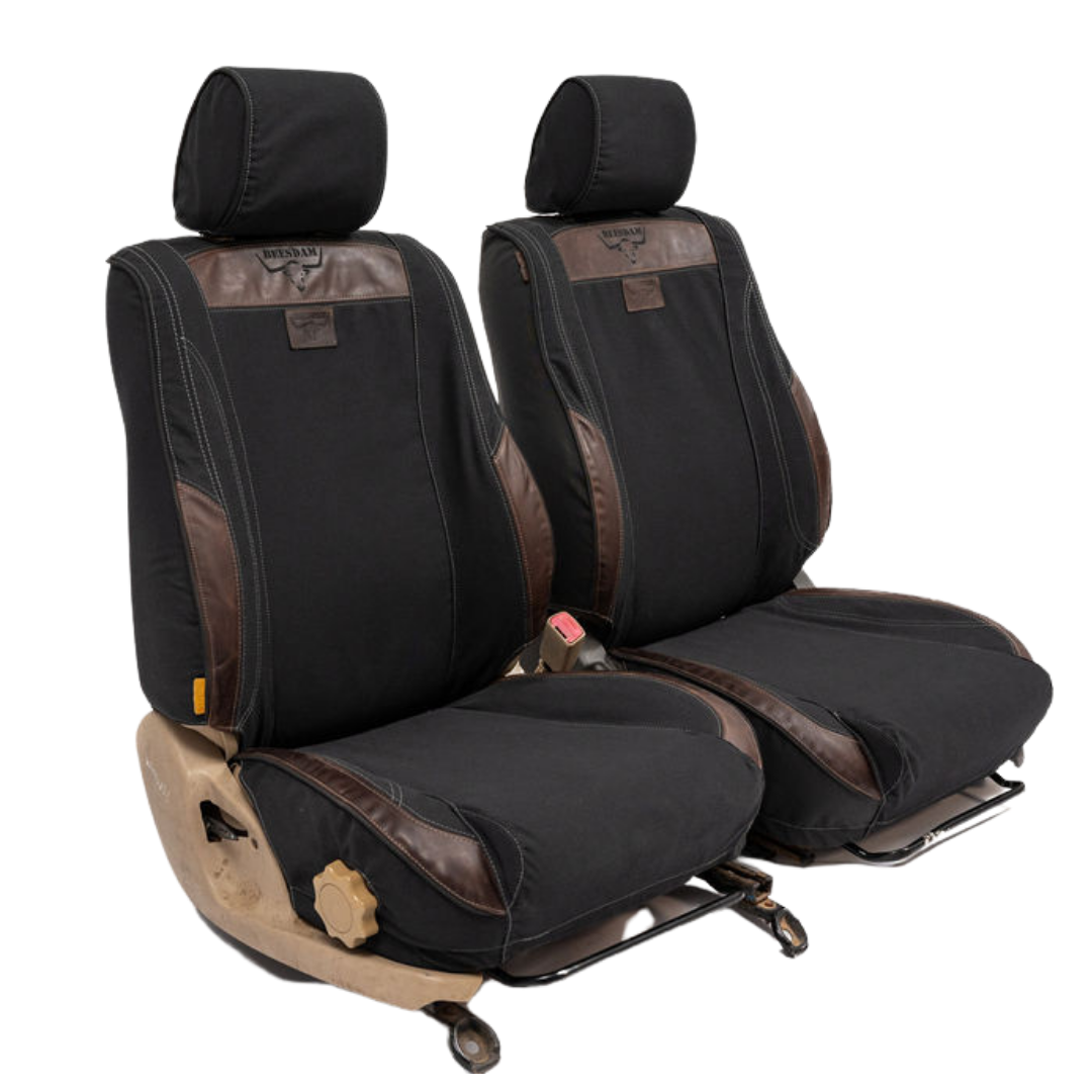 African Collection – Charcoal Canvas & Brown Leather