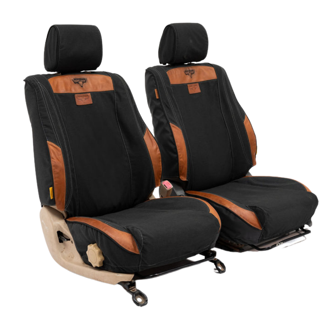 African Collection – Charcoal Canvas & Red Leather