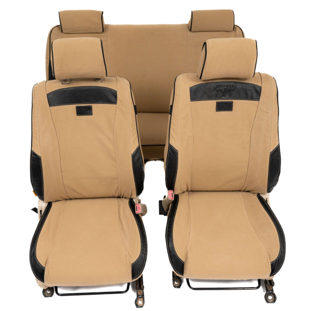 African Collection – Sand Canvas & Black Leather