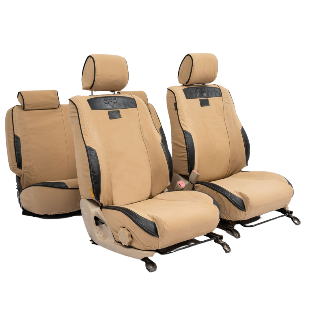 African Collection – Sand Canvas & Black Leather