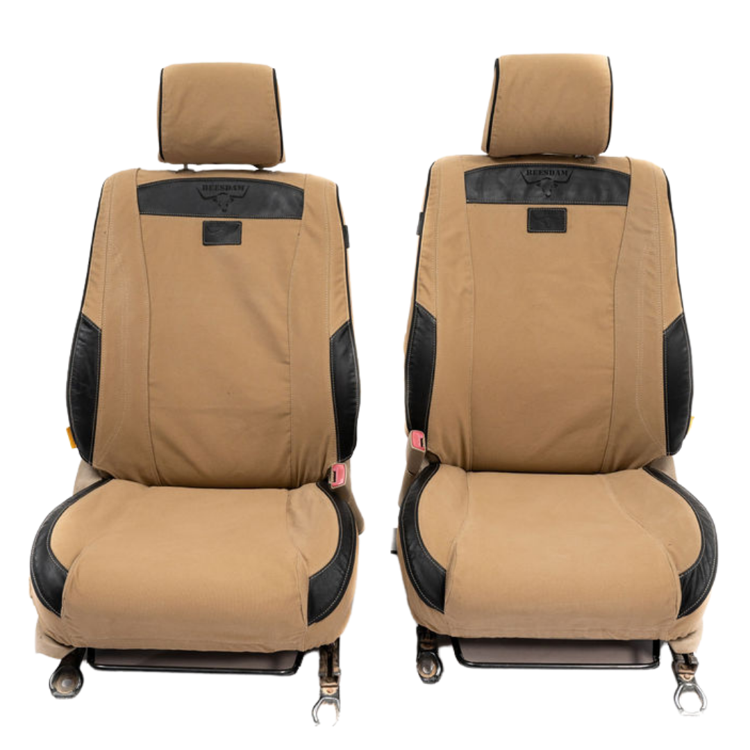 African Collection – Sand Canvas & Black Leather