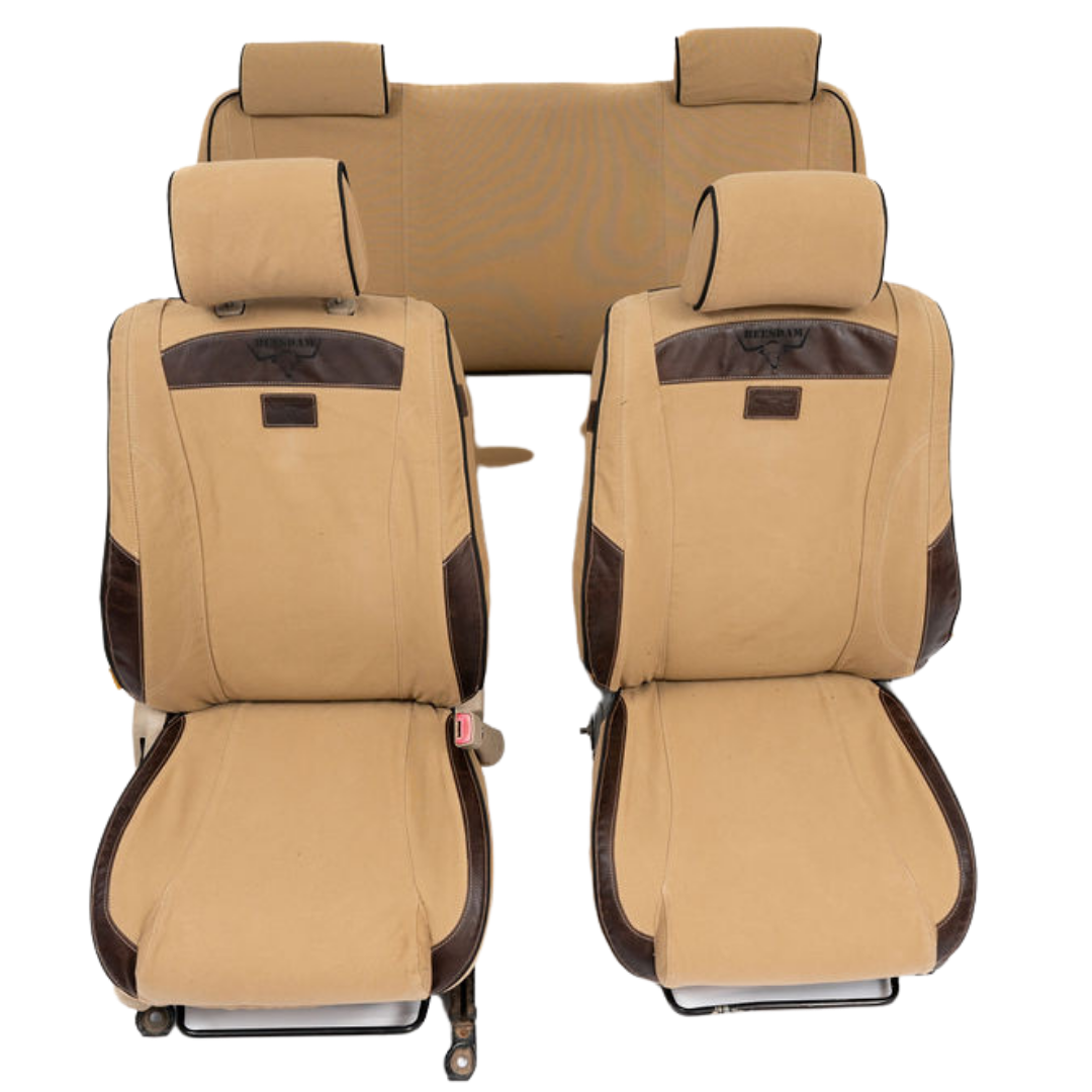 African Collection – Sand Canvas & Brown Leather