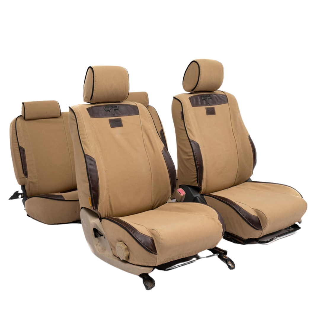 African Collection – Sand Canvas & Brown Leather