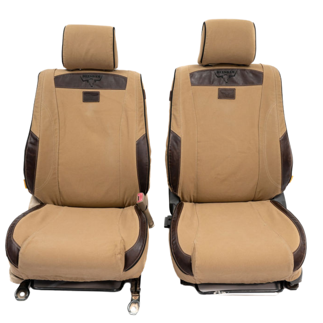 African Collection – Sand Canvas & Brown Leather