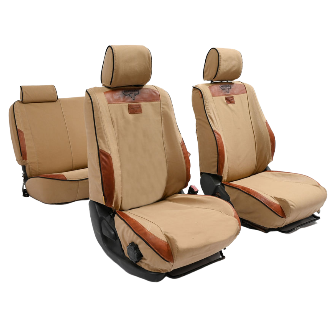 African Collection – Sand Canvas & Red Leather