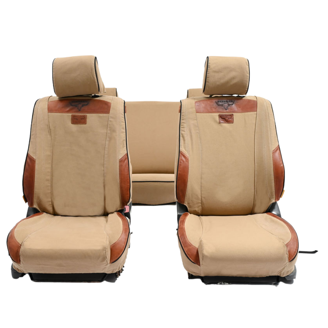 African Collection – Sand Canvas & Red Leather