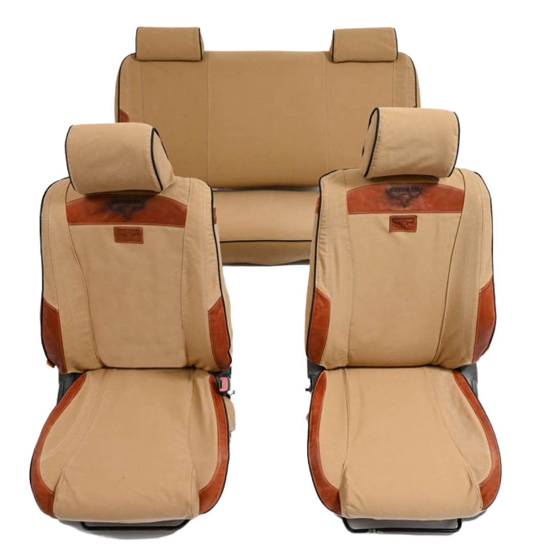 African Collection – Sand Canvas & Red Leather