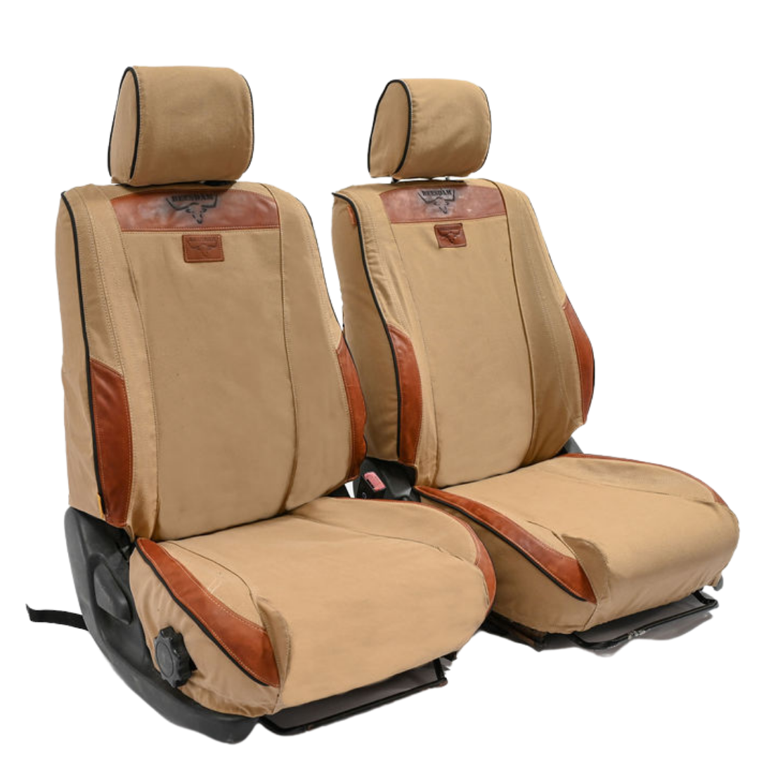 African Collection – Sand Canvas & Red Leather