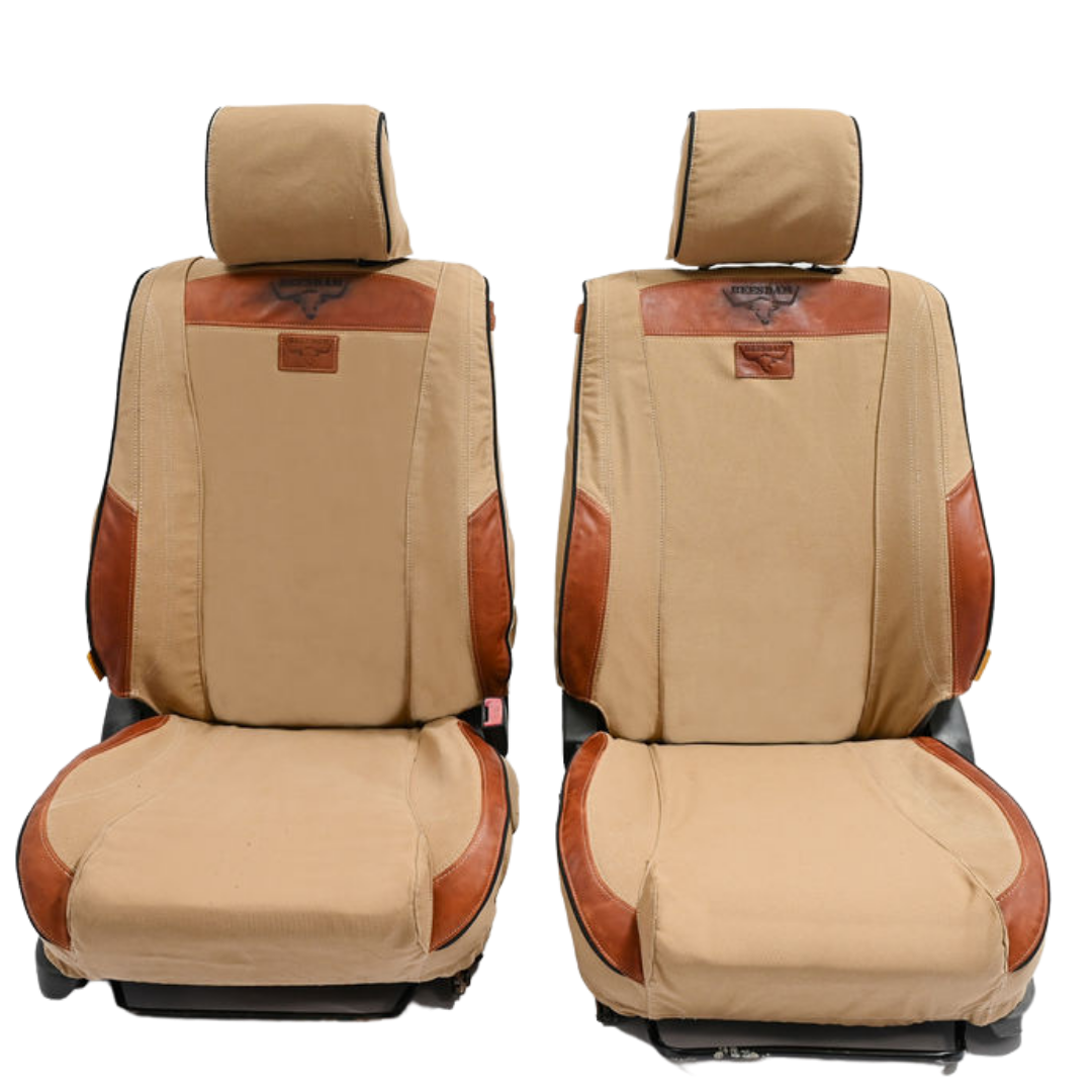 African Collection – Sand Canvas & Red Leather