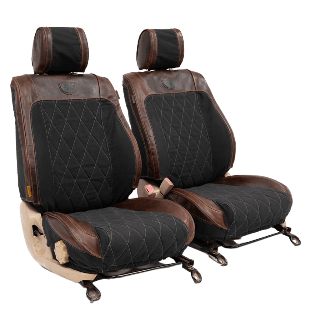 Legacy Premium – Charcoal Canvas & Textured Brown Leather