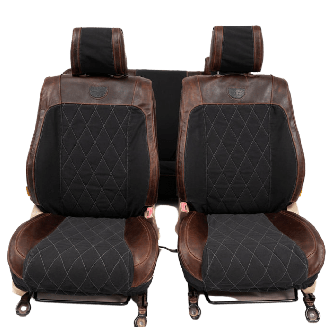 Legacy Premium – Charcoal Canvas & Textured Brown Leather