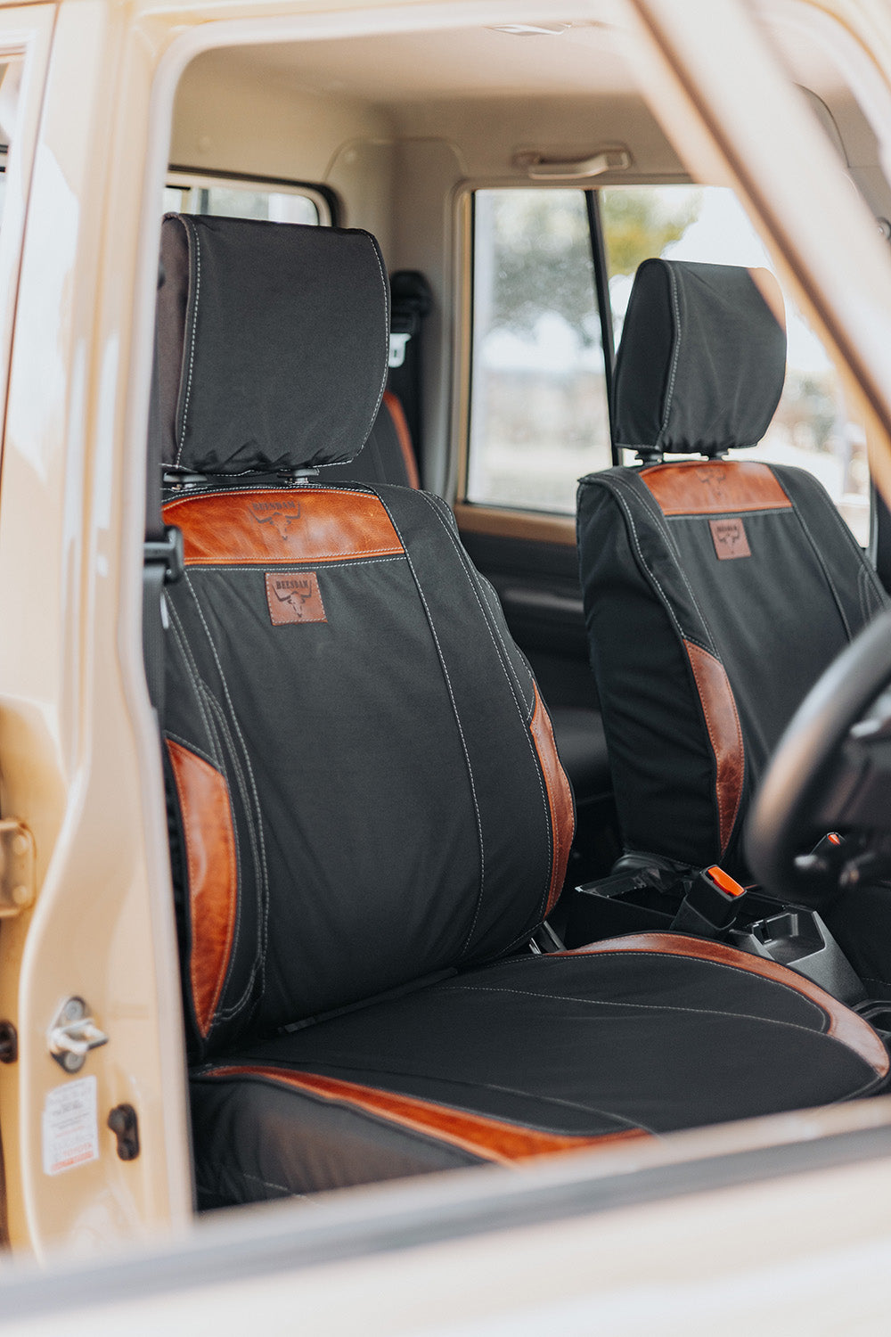 African Collection – Charcoal Canvas & Red Leather