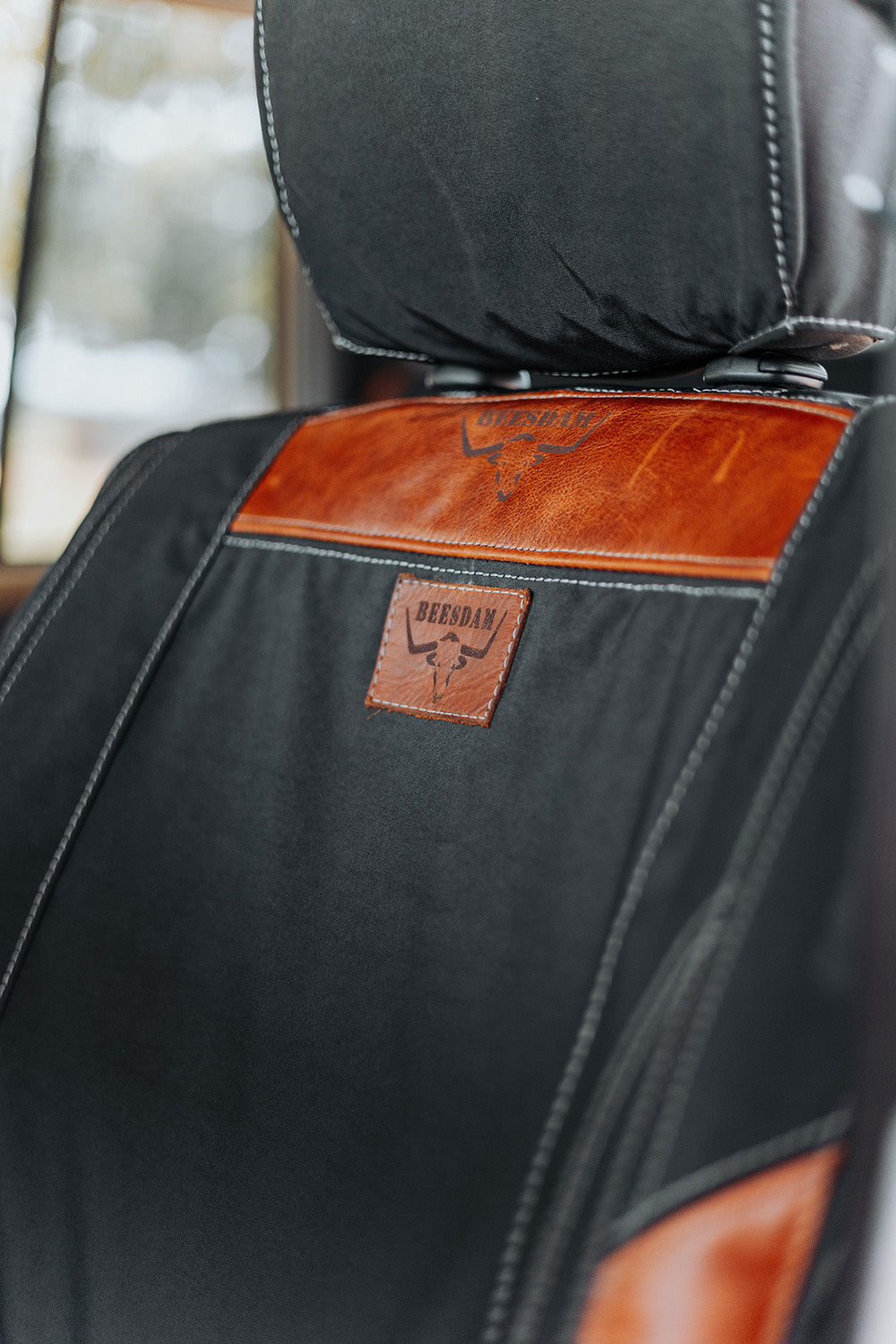 African Collection – Charcoal Canvas & Red Leather