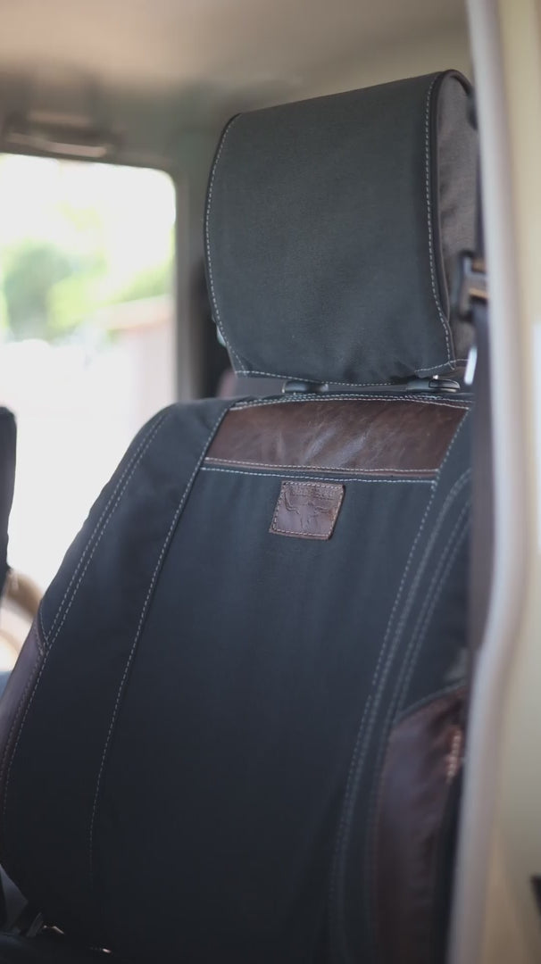 African Collection – Charcoal Canvas & Brown Leather